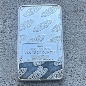 Vintage MTB Fine Silver Bar 10 Troy Ounces